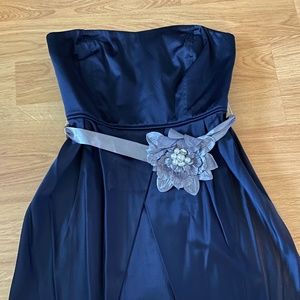 Satin navy blue dress